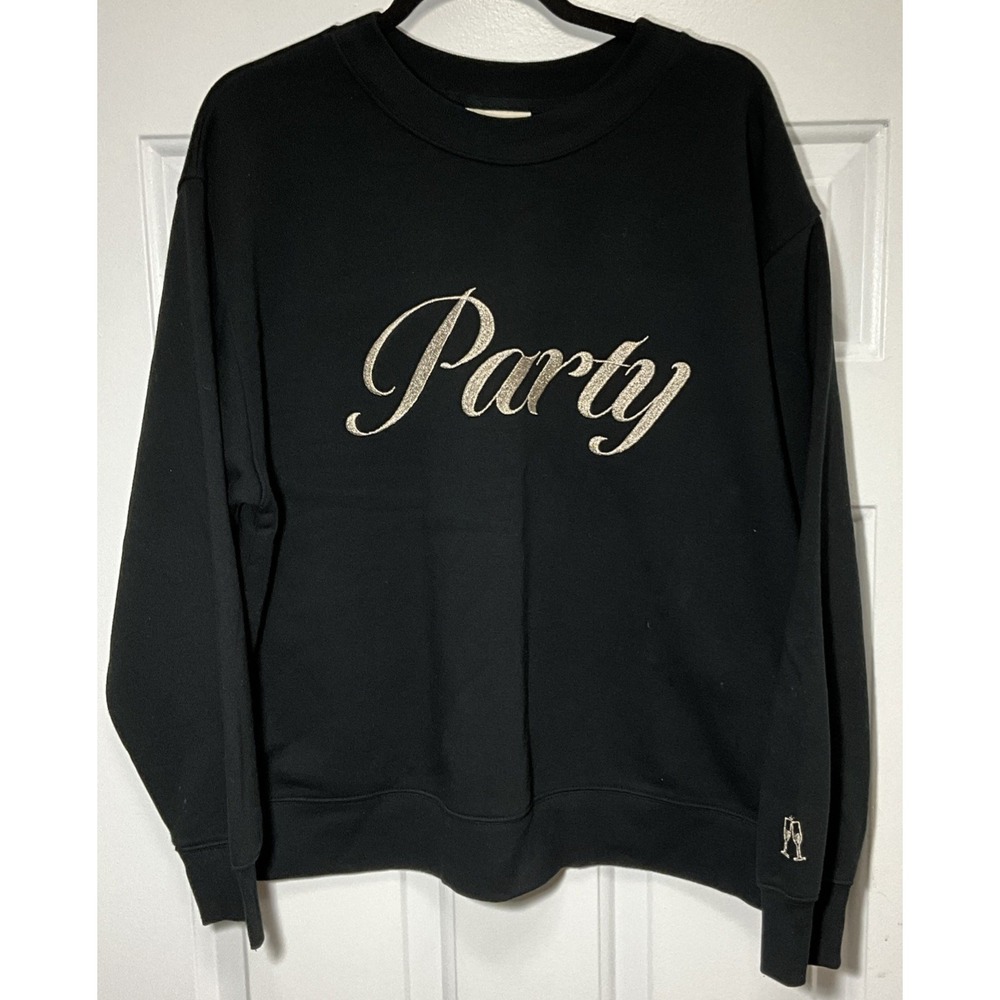 Universal Thread Gold Party Logo Black Pullover Sweatshirt Women's Small